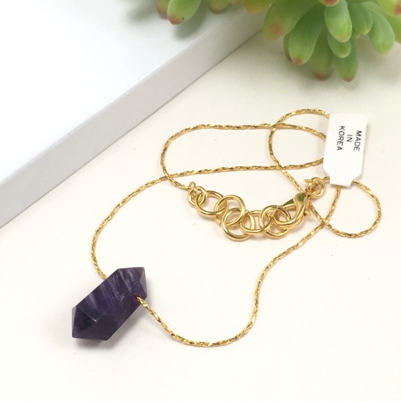 Amethyst mini Double Terminated Pendant Necklace - Picture 3 of 6